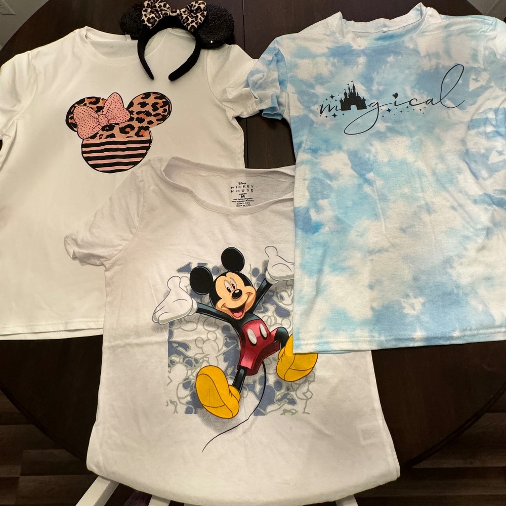 Womens Disney Shirts - Size Medium NWOT and Animal Print Mickey Ears
